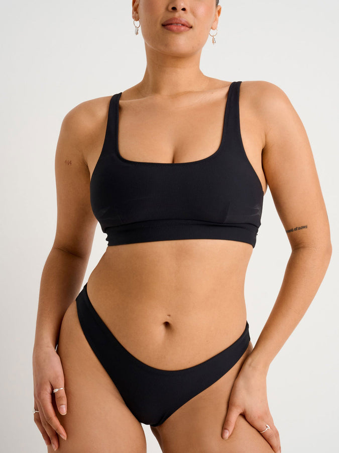 Everyday Sunday Recycled Rib High Bikini Bottom Spring 2026 | BLACK