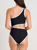 ES Blk Recycled Rib 1 Shoulder One Piece Swimsuit Spring 2026