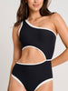 ES Blk Recycled Rib 1 Shoulder One Piece Swimsuit Spring 2026