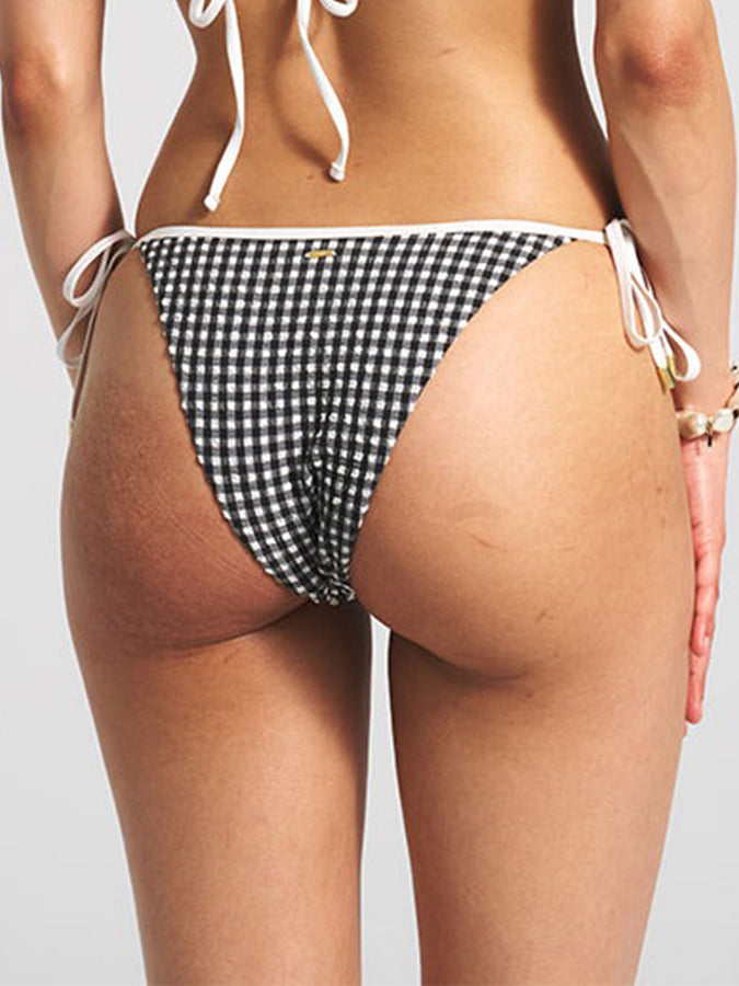 ES Gingham Texture High Leg Side Tie Bikini Bottom Summer 26 | BLACK SAND CHECK