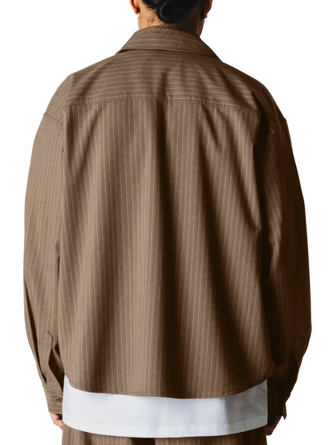 Woodbird Xing HB Stripe L/S Buttondown Shirt Fall 2026 | DARK OLIVE
