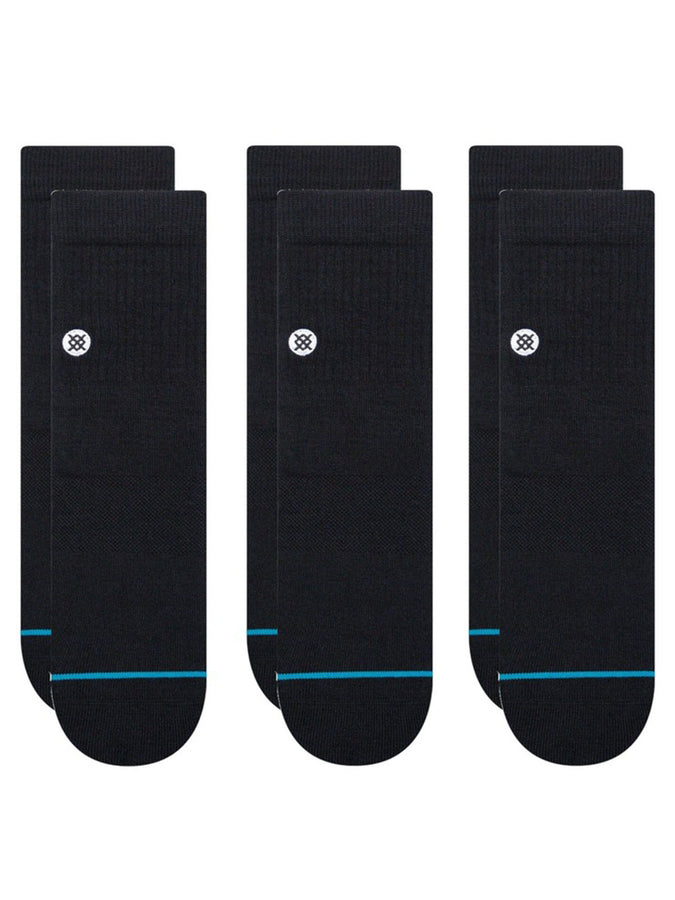 Stance Icon Quarter Black 3 Pack Socks | BLACK (BLK)