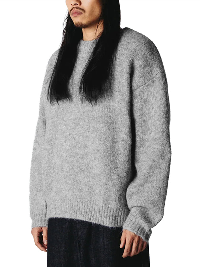 Woodbird Kurt Mohairy Crewneck Sweater Fall 2026 | DARK GREY MELANGE