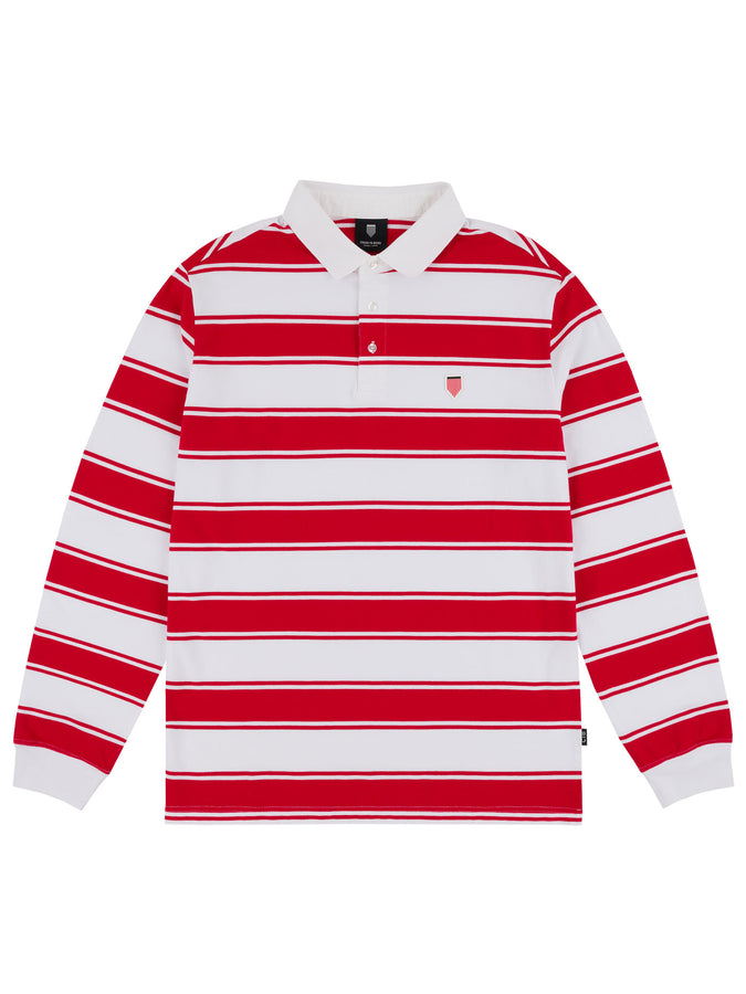 Chain To Bank Strife Stripe Long Sleeve Polo Fall 2027 | RED