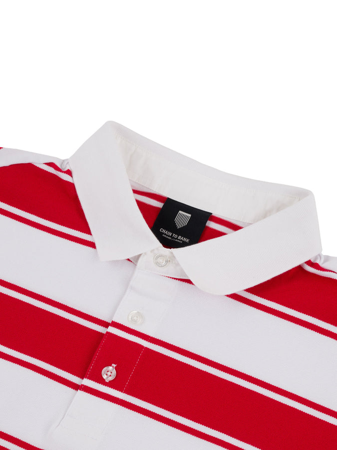 Chain To Bank Strife Stripe Long Sleeve Polo Fall 2027 | RED