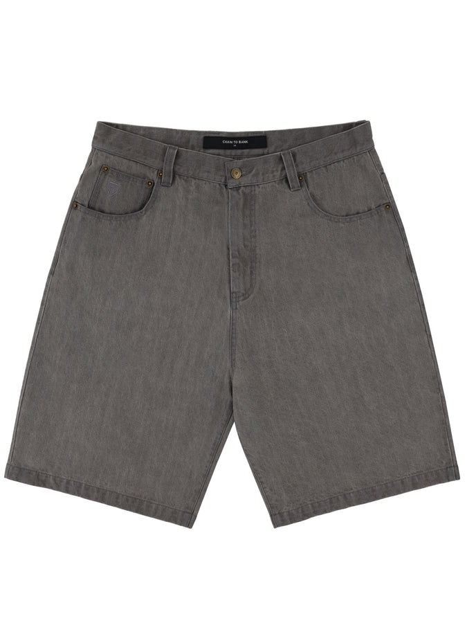 Chain To Bank Millions Baggy Fit Shorts Fall 2027 | FADED GREY DENIM