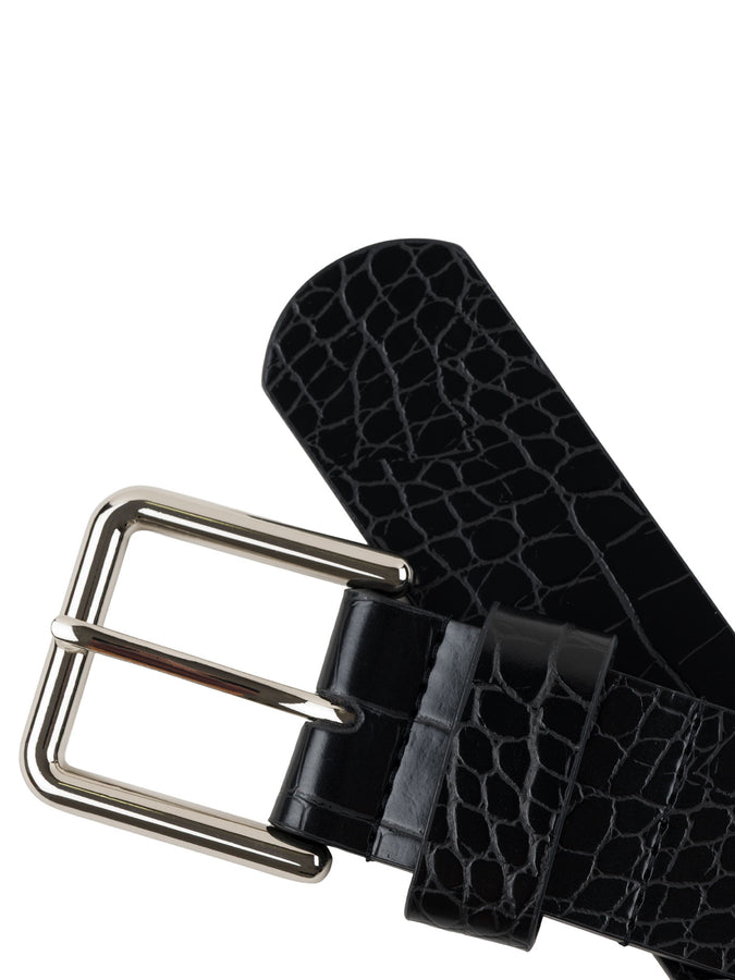 Loviah Crocodile Belt | BLACK CROC
