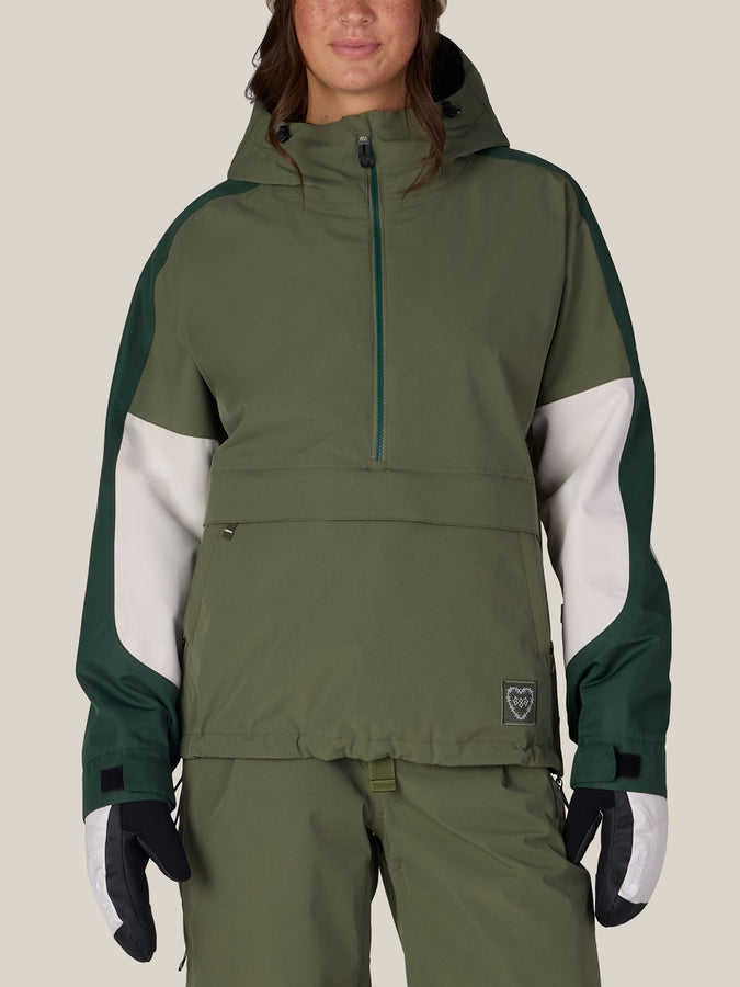 686 Outline Shell Anorak 2027 – Women's Shell Jacket | FATIGUE GREEN COLORBLCK (FTGB)