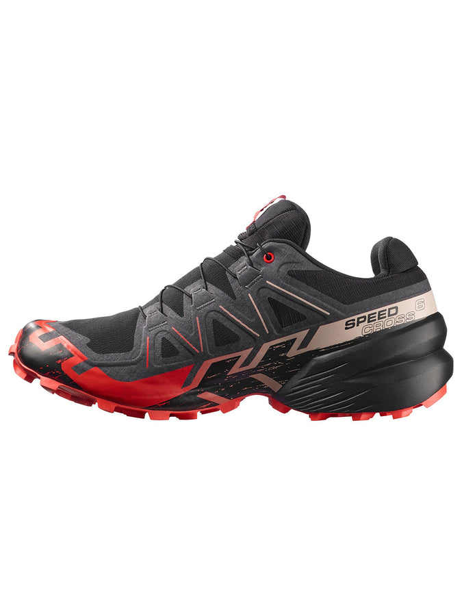 Salomon Speedcross 6 GTX Black/Fiery Red/Almond Milk Shoes | BLACK/FIERY RED/ALMOND MILK