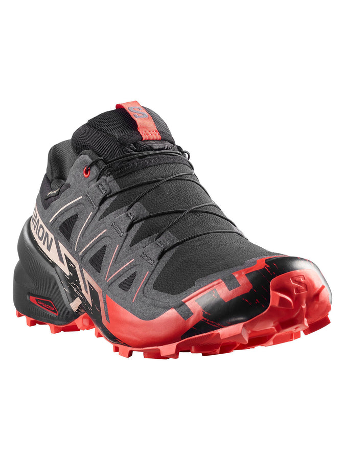 Salomon Speedcross 6 GTX Black/Fiery Red/Almond Milk Shoes | BLACK/FIERY RED/ALMOND MILK