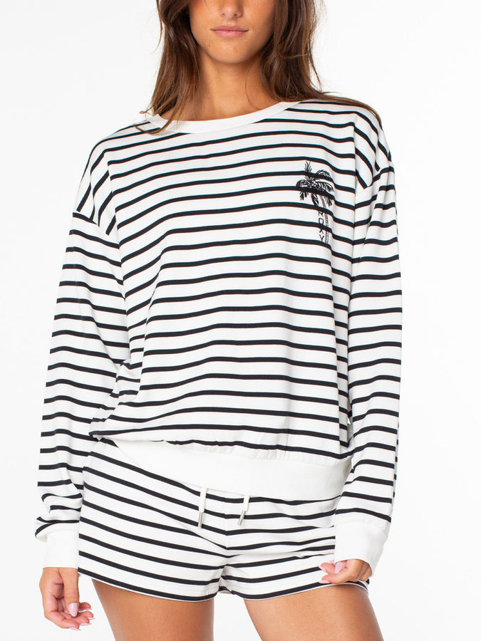 Roxy Surfing Moonlight Stripe Crewneck Sweatshirt Fall 2026 | ANTHRACITE JAILBIRD STRP (KVJ)