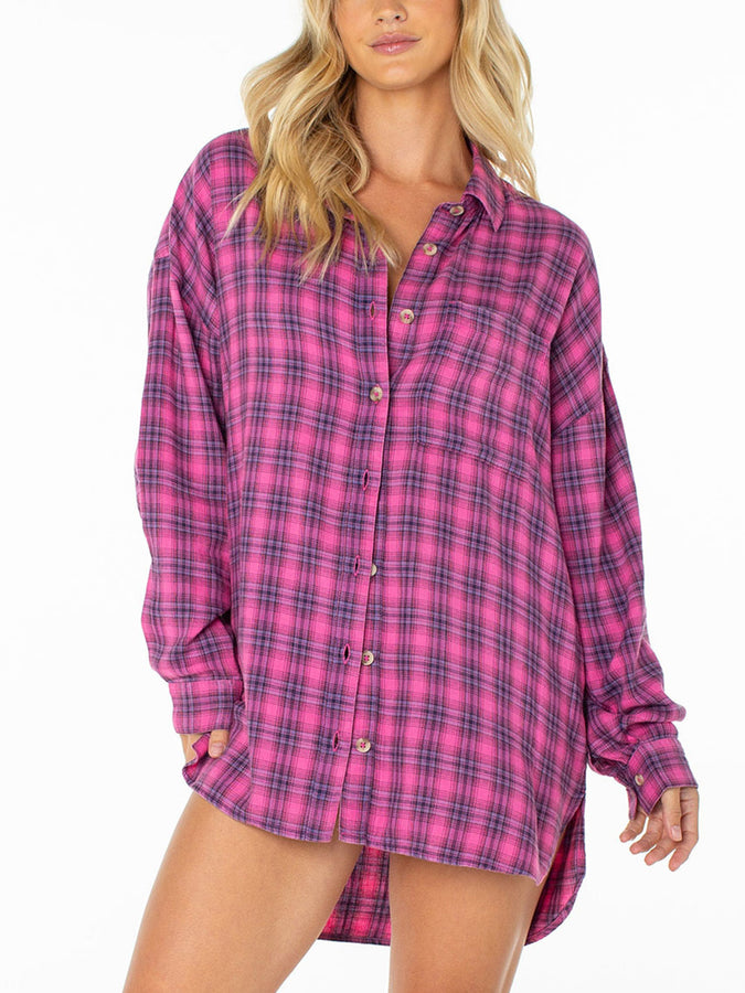 Roxy Driftwood Long Sleeve Buttondown Shirt Fall 2026 | NAVAL ACADEMY SNBRST PLD (BYM)