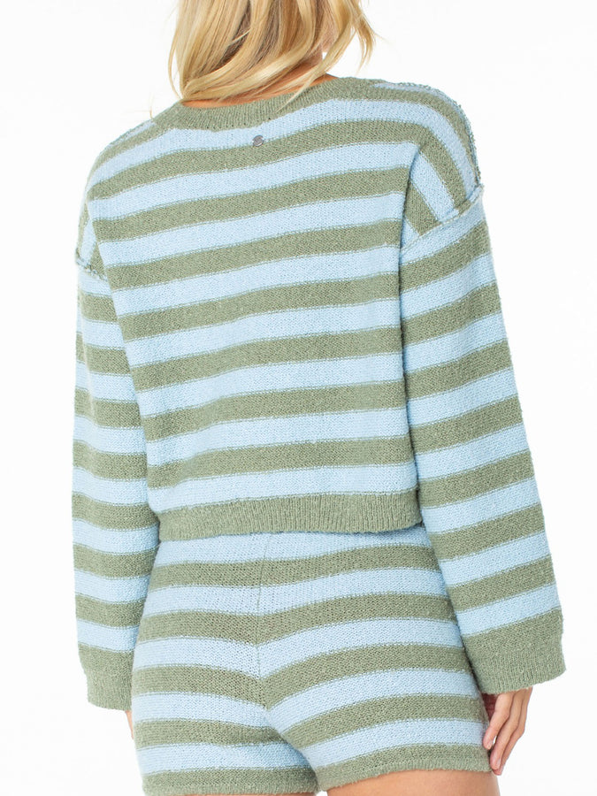 Roxy Swell Season Stripe Sweater Fall 2026 | OIL GREEN FREEBIRD STRPE (GLD)