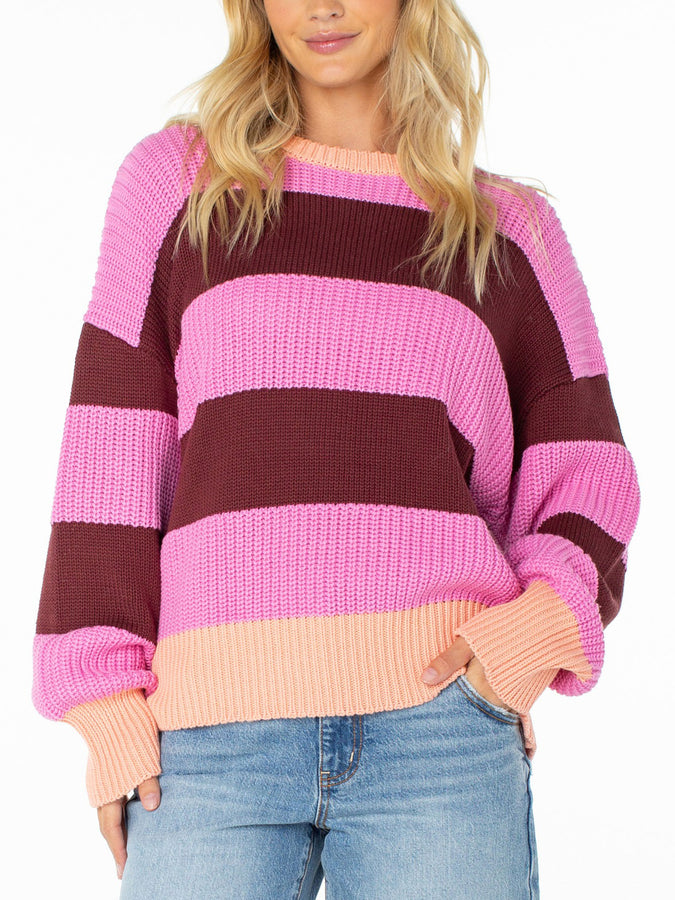 Roxy West Side Sweater Fall 2026 | FUCHSIA PINK STRIPE (PFP)