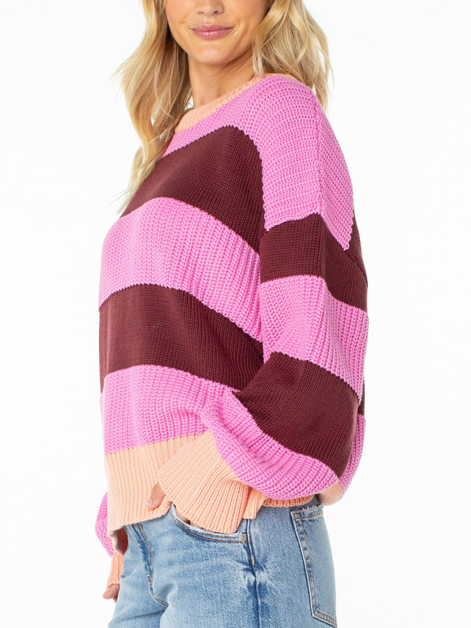 Roxy West Side Sweater Fall 2026 | FUCHSIA PINK STRIPE (PFP)