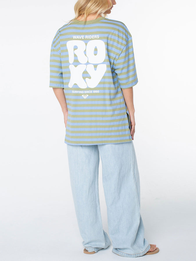 Roxy Old School T-Shirt Fall 2026 | OIL GREEN WAVE RDRS CLUB (GLD)
