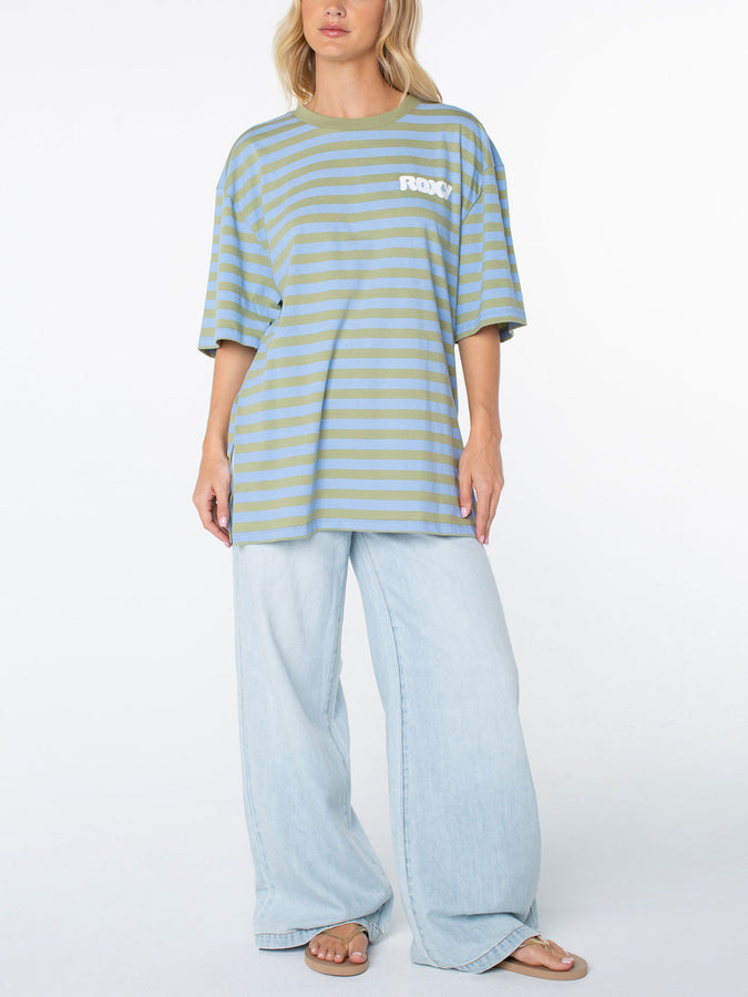 Roxy Old School T-Shirt Fall 2026 | OIL GREEN WAVE RDRS CLUB (GLD)