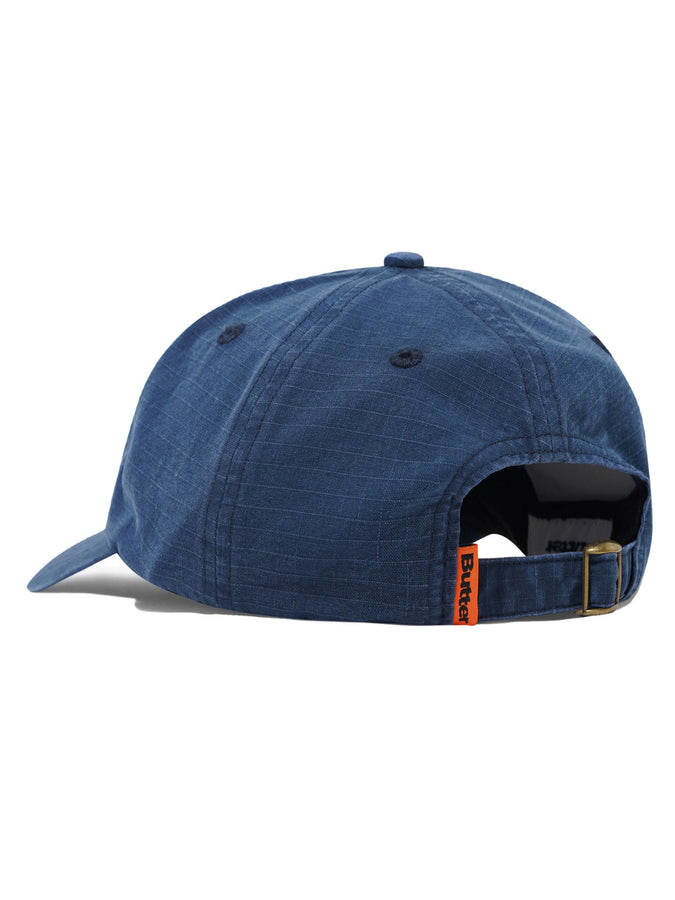 Butter Goods Ripstop Rounded Logo 6 Panel Strapback Hat | WASHED NAVY