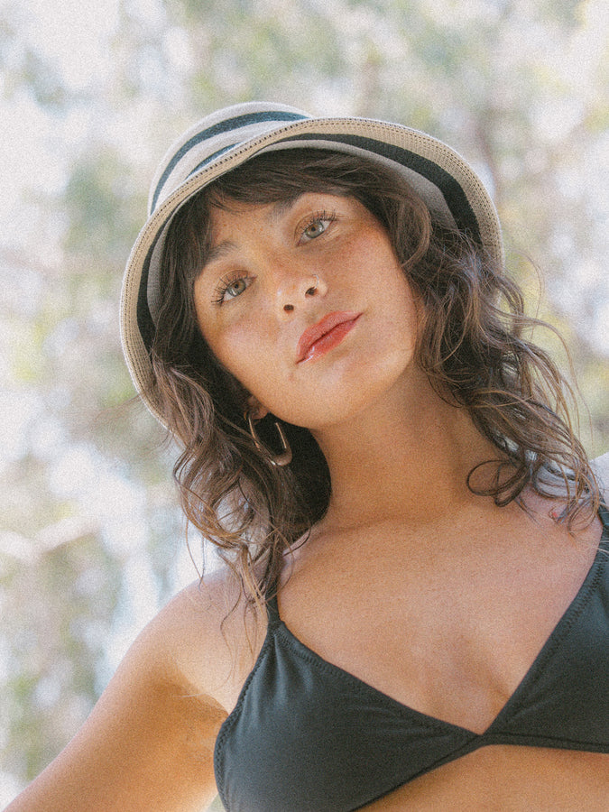 Brixton Lisboa Knit Packable Bucket Hat Spring 2026 | BLACK/SAND/WHITECAP