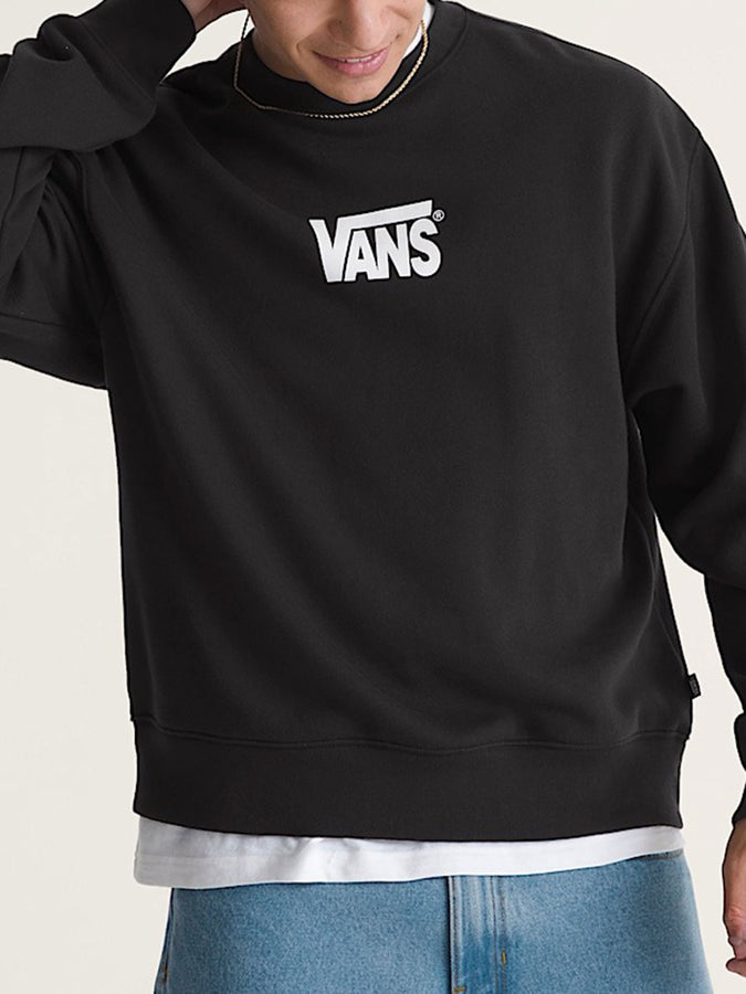 Vans Stretch Logo Crewneck Sweatshirt Spring 2026 | BLACK/WHITE (Y28)