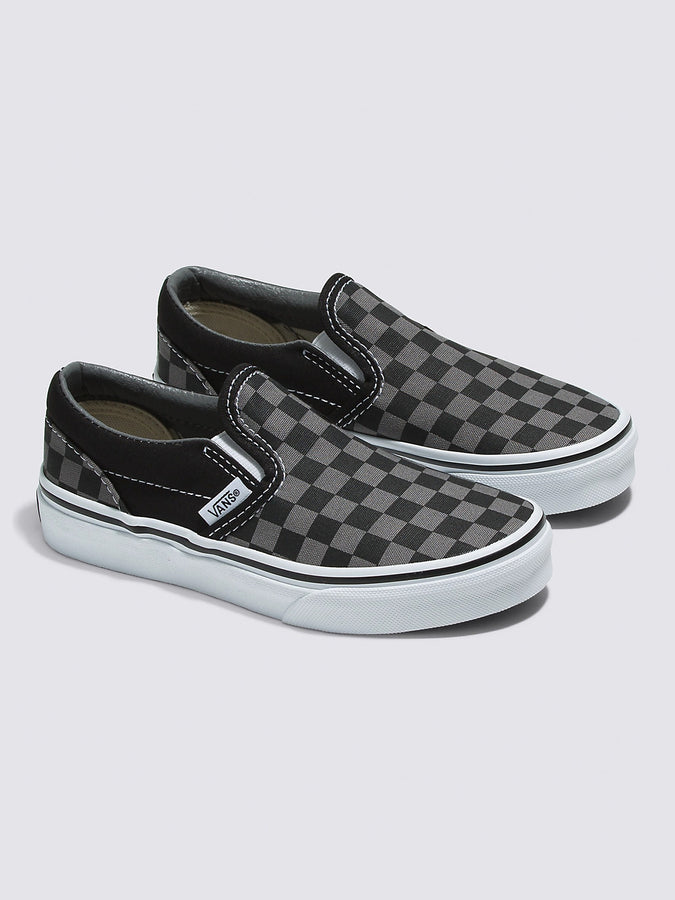 Vans Classic Slip-on Checkerboard Black/Pewter Shoes | BLACK/PEWTER (EO0)