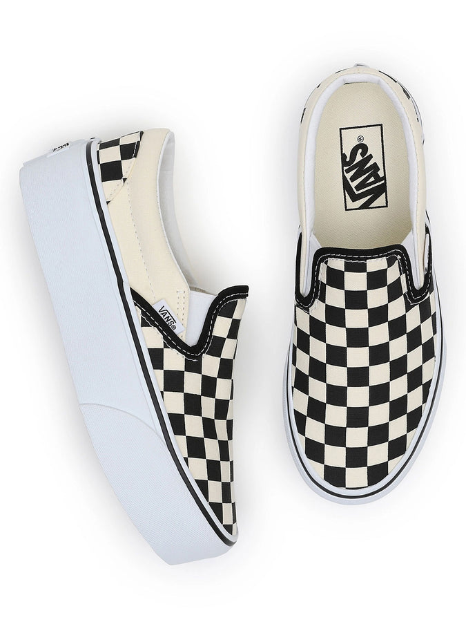 Vans Classic Slip-On Stackform Checkerboard Black/White Shoes | CHECKERBOARD BLK/CLS WHT (TYQ)