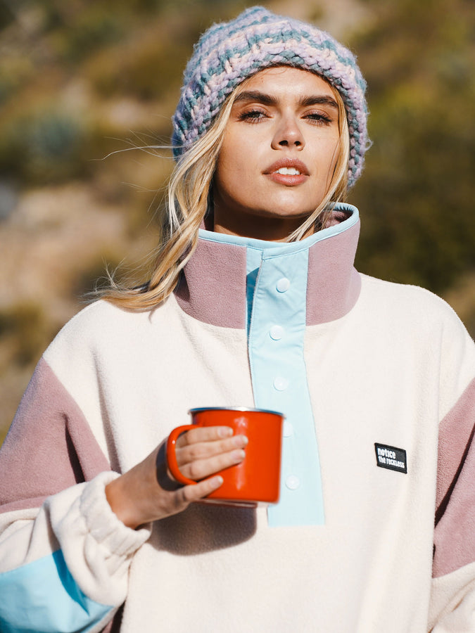 Notice the Reckless Vallières Cropped Polar Fleece Fall 2026 | CREAM/DARK PINK/BABY BLUE