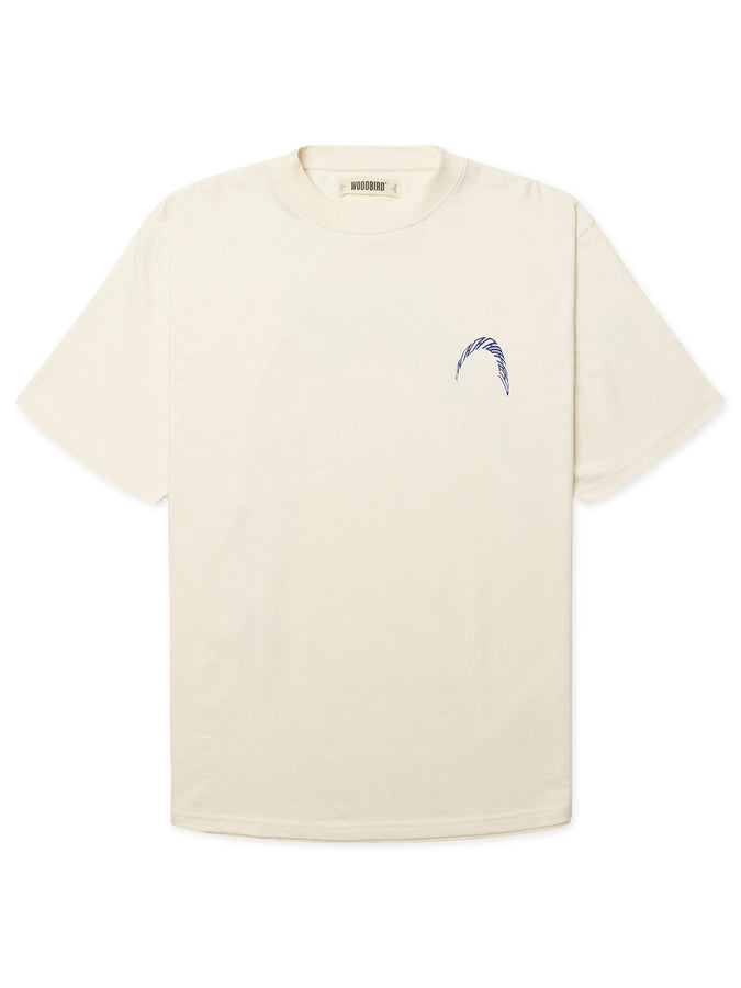 Woodbird Baine Warp T-Shirt Fall 2026 | OFF WHITE/COBALT BLUE