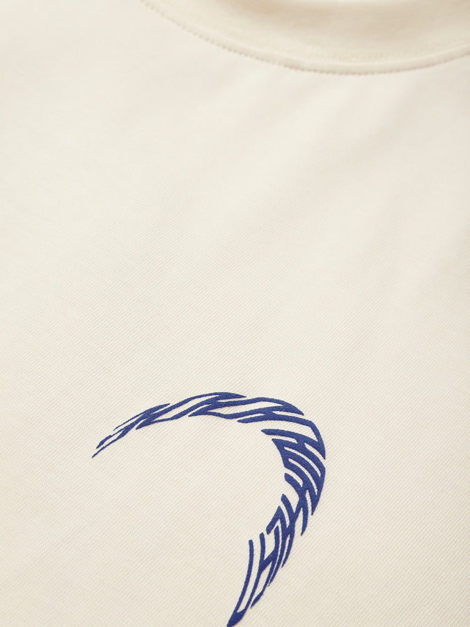 Woodbird Baine Warp T-Shirt Fall 2026 | OFF WHITE/COBALT BLUE