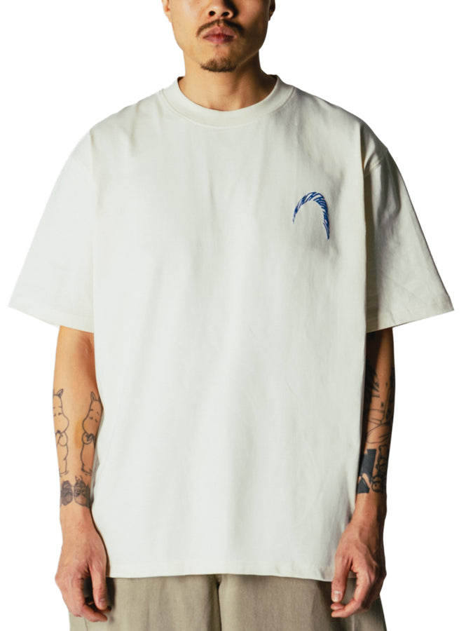 Woodbird Baine Warp T-Shirt Fall 2026 | OFF WHITE/COBALT BLUE