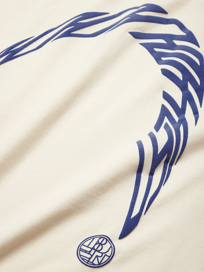 Woodbird Baine Warp T-Shirt Fall 2026 | OFF WHITE/COBALT BLUE
