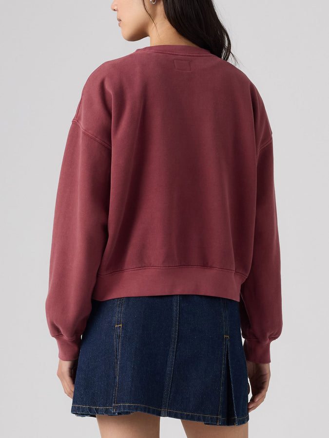 Levis Vintage Boxy Satin Crewneck Sweatshirt Fall 2026 | WARM CABERNET (0019)