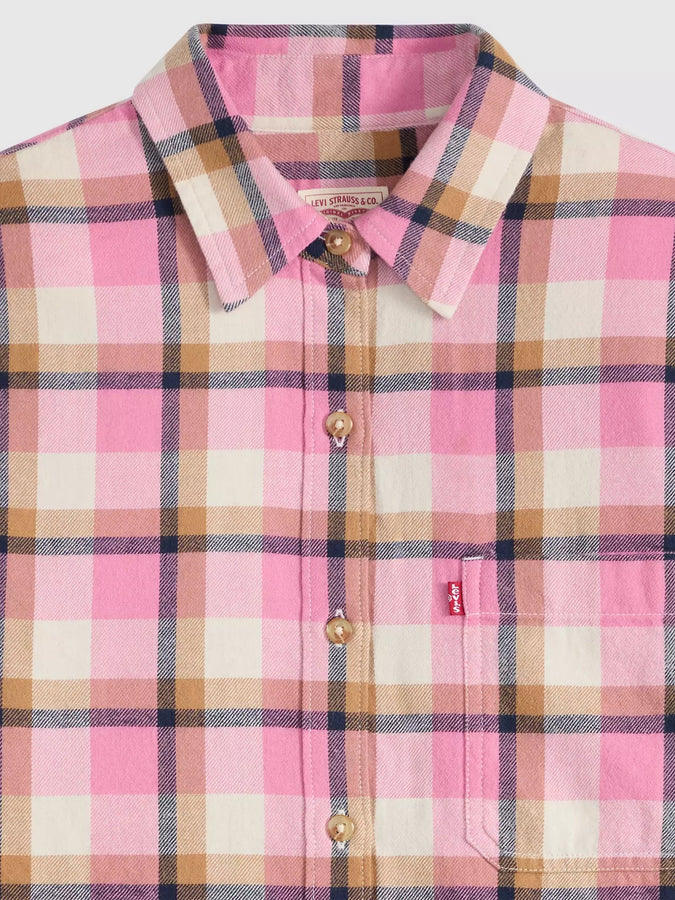 Levi's Nash Flannel Eliana Plaid Rose Sauvage Long Sleeve Buttondown Shirt Fall 2026 | TAMELESS ROSE (0002)