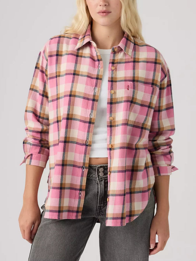 Levi's Nash Flannel Eliana Plaid Rose Sauvage Long Sleeve Buttondown Shirt Fall 2026 | TAMELESS ROSE (0002)