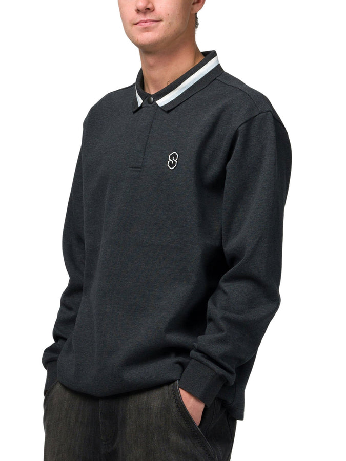 Souvenir Waffle Rugby Long Sleeve Polo Fall 2026 | MIXED BLACK