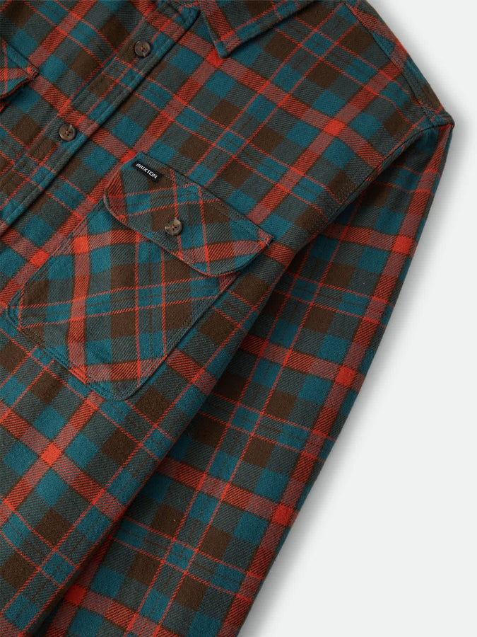 Brixton Bowery Flannel Long Sleeve Buttondown Shirt Fall 2026 | WALNUT BROWN/ULTRAMARINE