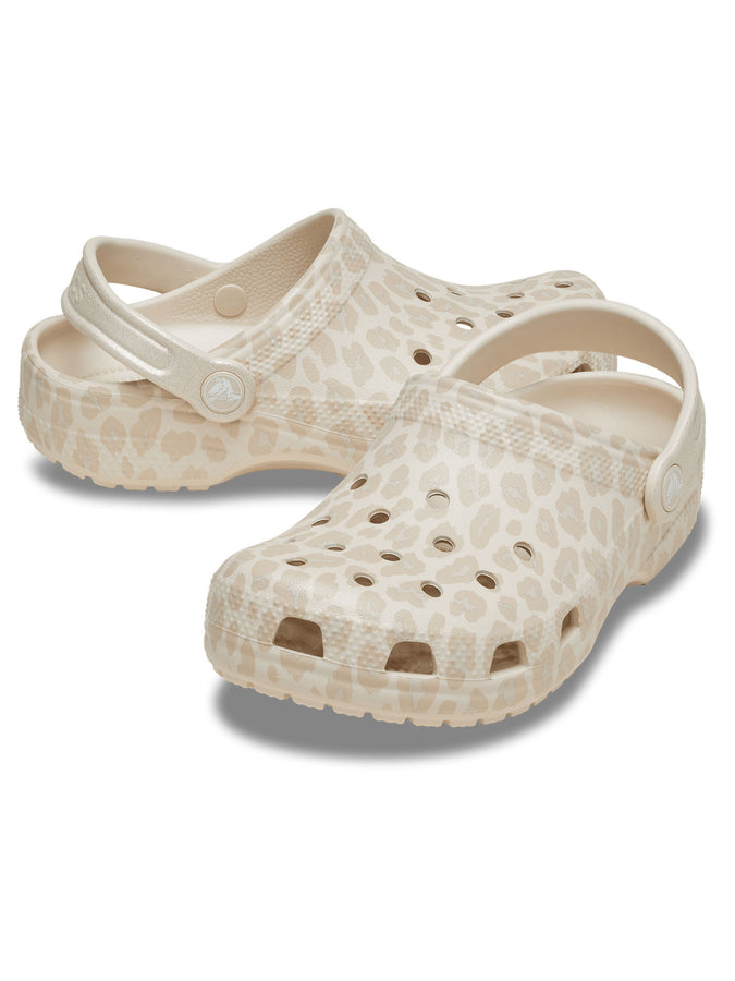 Crocs Classic Animal Glitter Clog Almond Shoes Spring 2026 | ALMOND TINT/LEOPARD (0RH)