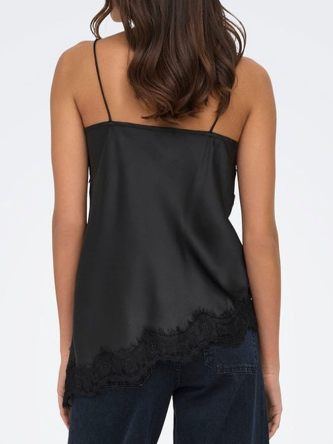 Jdy Fifi Asym Lace Tank Top Fall 2026 | BLACK