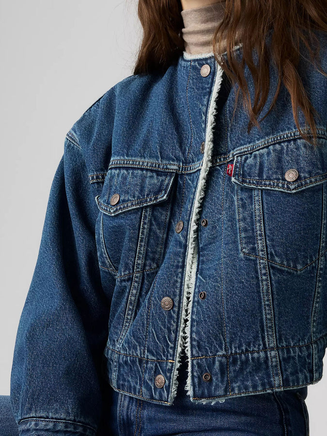 Levi's Collarless Crop Sherpa Trucker Jacket Fall 2026 | ROGUE RUMOR (0000)