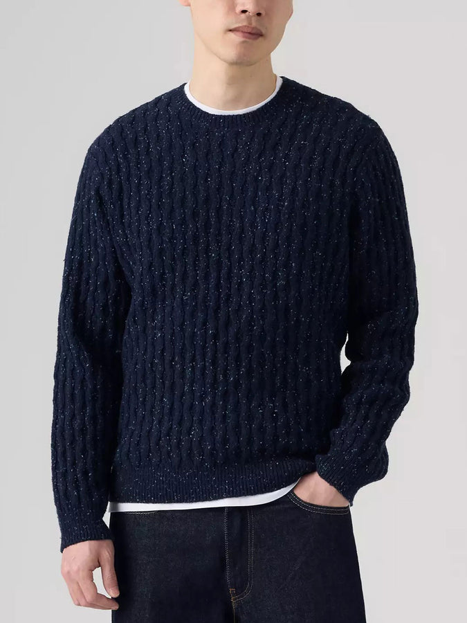 Levis Presidio Cable Neps Blazer Navy Crewneck Sweatshirt Fall 2026 | NAVY BLAZER (0020)