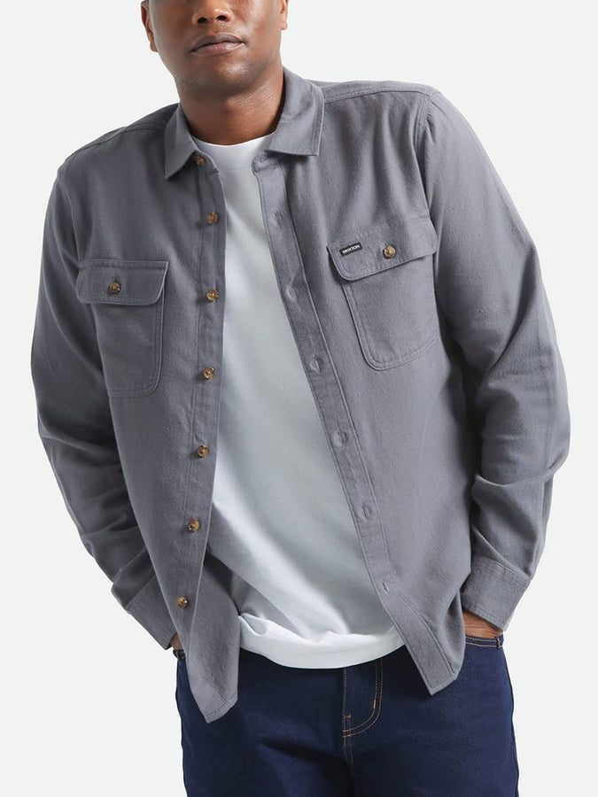 Brixton Bowery Lghwht Flannel Buttondown Shirt Spring 2026 | FUTURE GREY