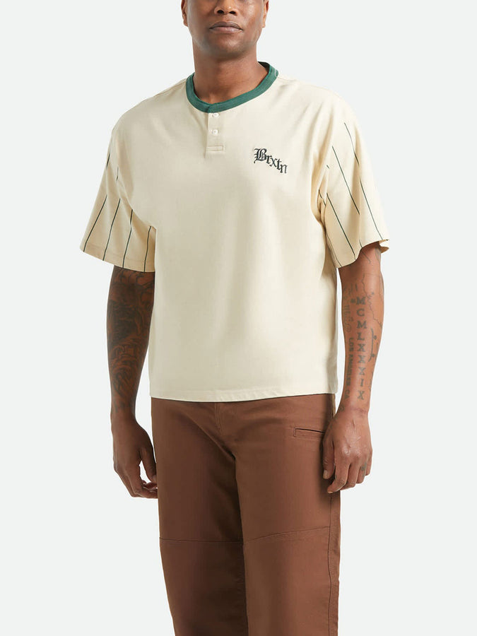 Brixton Boxy Baseball 1/2 Sleeve T-Shirt Spring 2026 | WHITECAP/PRIMAL GREEN