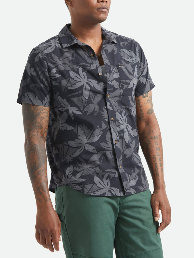 Brixton Charter Print Short Sleeve Buttondown Shirt Spring 2026 | BLACK/TROOPER/FUTURE GREY PLM