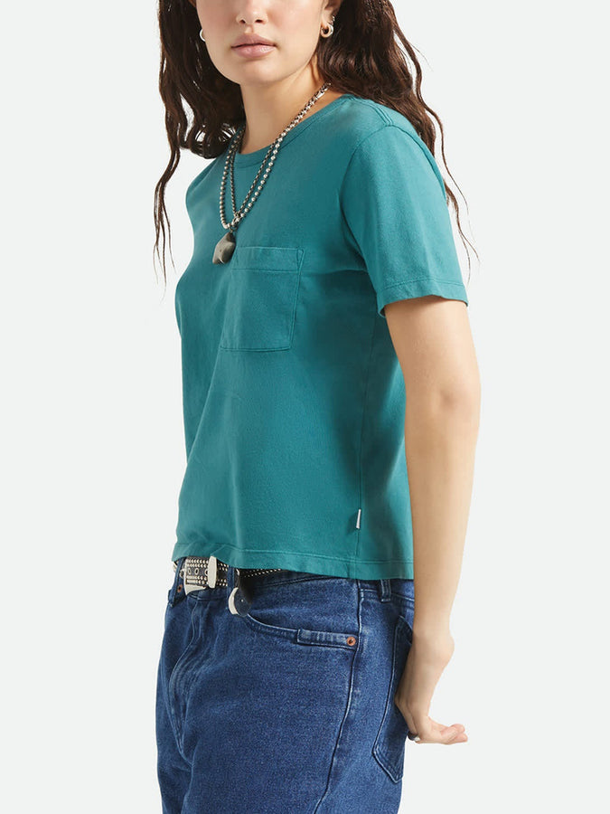 Brixton Carefree Organic Garment Dye Perfect T-Shirt Spring 2026 | WASHED MEDITERRANEAN TEAL