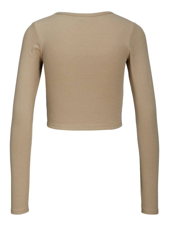 JJXX Feline Rib Crop Long Sleeve T-Shirt | INCENSE