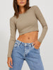 JJXX Feline Rib Crop Long Sleeve T-Shirt
