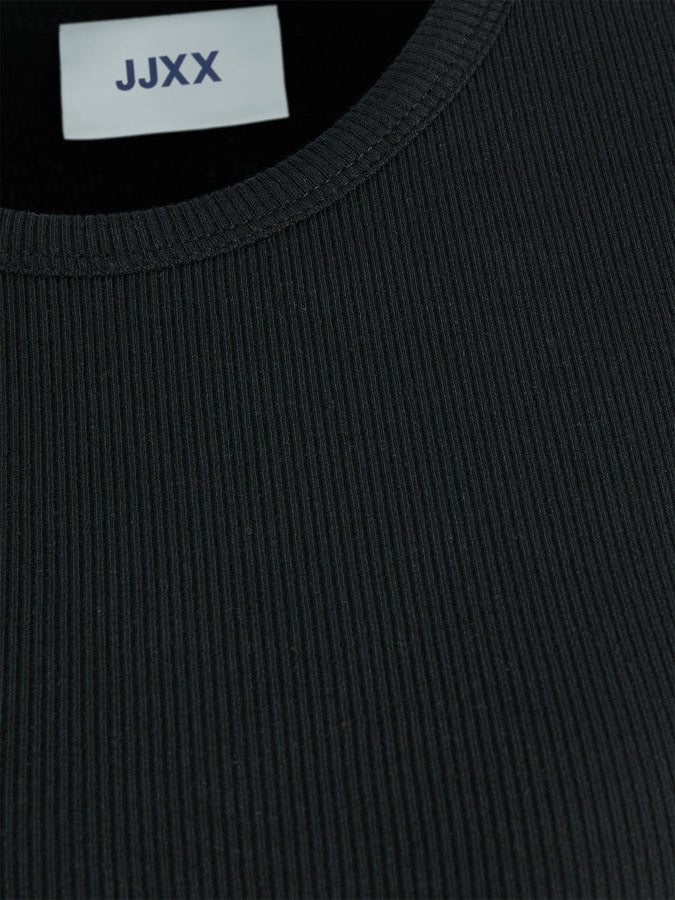 JJXX Feline Rib Crop Long Sleeve T-Shirt | BLACK
