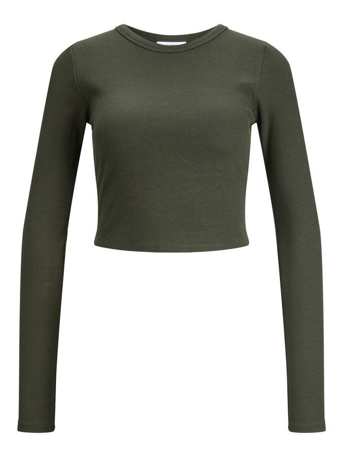 JJXX Feline Rib Crop Long Sleeve T-Shirt |  ROSIN