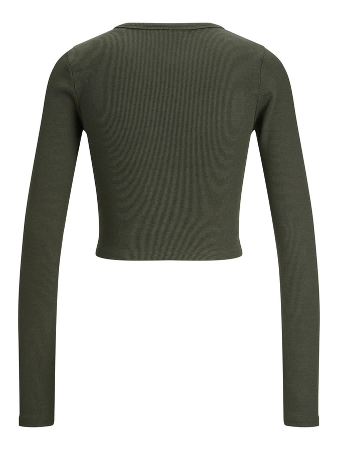JJXX Feline Rib Crop Long Sleeve T-Shirt |  ROSIN
