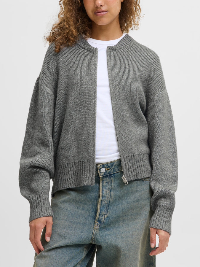 JJXX Maeve Bomber Zip Sweatshirt Holiday 2025 | MEDIUM GREY MELANGE